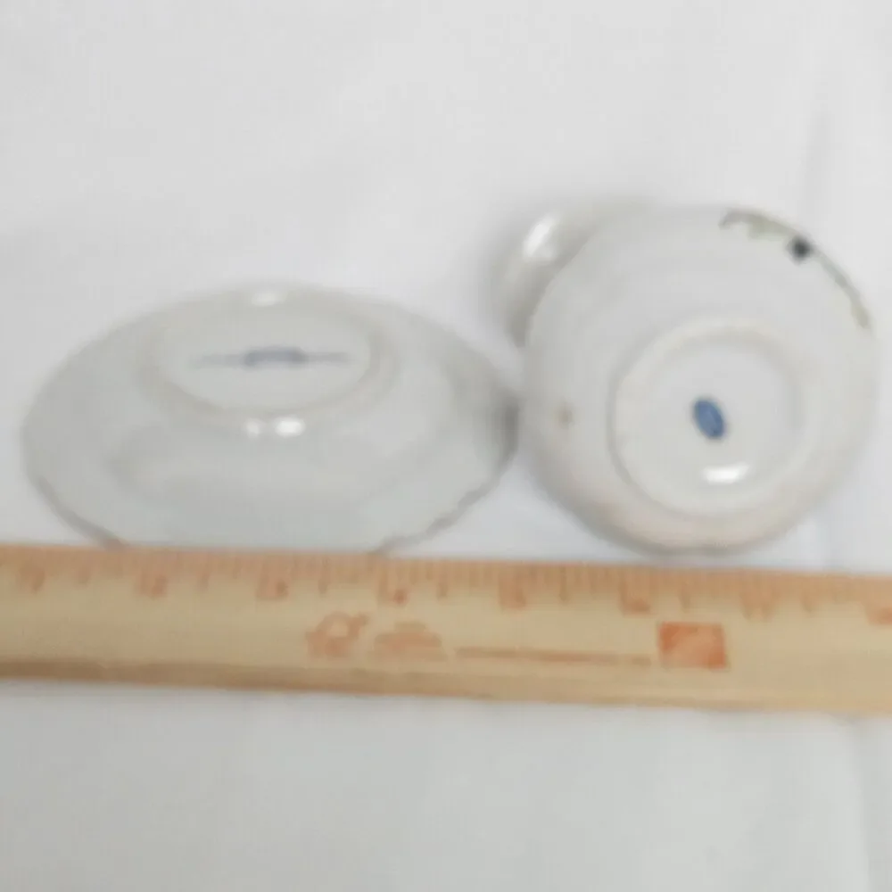 Vintage Porcelain Small Pitcher Jug & Basin Dish Set Birds Orioles Gold Trim